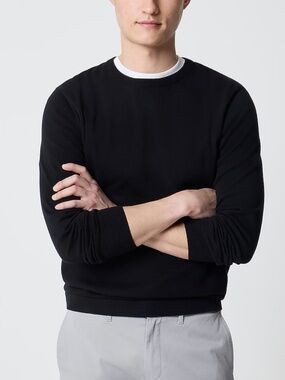 J.Crew Factory Men's Black Cotton Crewneck Sweater-Tee Size Small